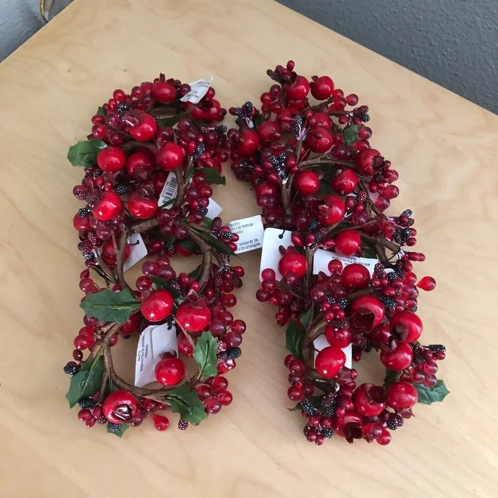 Pier One Set of 8 Napkin Rings Red Cranberry Holiday Christmas Table 4